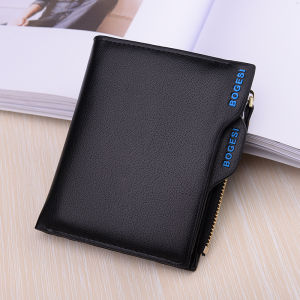 Short Mens Wallet Zipper Coin Pocket Multi-Card Slot Leather Purse Vertical Multiple Layers Youth Money Clip Trendy