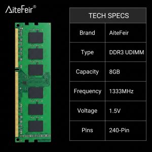 AiteFeir 8GB DDR3 1333MHz/1600HMz Desktop RAM 1.5V 240Pin DIMM Memory Module 8-Layer PCB For PC Computer Memory Module Upgrade