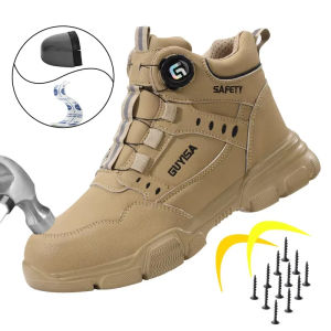 Mens Rotating Button Anti-Smash Anti-puncture Steel toe work Safety Shoes Men Work Boots Protective Women Sneakers Shoes
