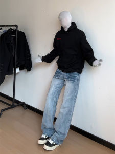 Cleanfit Vintage Blue Flared Jeans Mens Straight High Street Fashion Autumn High Waist Cotton Denim Straight Leg Trousers