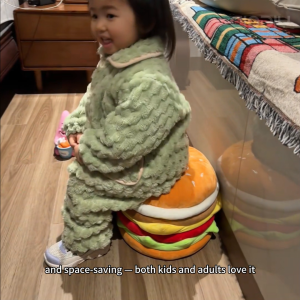 AIODIY Hamburger storage stool With cover Toy storage box box cute Room Decoration Snack storage basket Small stool