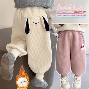 JIFANPAUL | Quần jogger lót nỉ cho bé gái có dây rút mùa thu đông