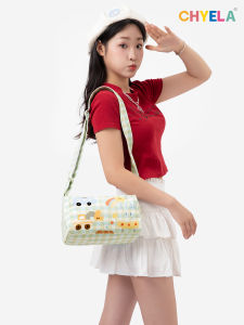 กระเป๋าสะพายข้างลายสก็อตสัตว์ใหม่สำหรับผู้หญิง กระเป๋าใต้วงแขนแบบลำลองขนาดใหญ่ กระเป๋าสะพายข้างแบบสะพายข้างแบบลำลองสำหรับผู้หญิง