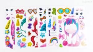 6/12pcs Unicorn Theme Make A Face Assemble DIY Stickers Unicorn Party Girls Room Decoration Kids Favor Toy Birthday Puzzle Gifts
