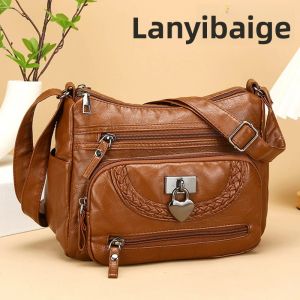 Nữ Sang Trọng Thiết Kế Da Mềm Đeo Vai Túi Xách Dung Lượng Cao Túi Tote Thông Thường Có Túi Nội Thất