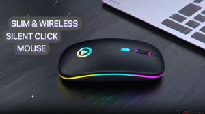 Murah Rokeet Mouse Wireless Silent Click Slim 2.4Ghz 1000/1200/1600DPI Rechargeable untuk PC Laptop Gaming Macbook Ultra Ergonomis RGB Light Elegan