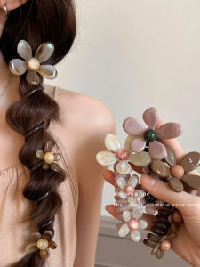 สายโทรศัพท์เกาหลี ยางรัดผมลายดอกไม้ ยางรัดผมสำหรับผู้หญิง ยางรัดผมยืดหยุ่นสูง ทนทาน ยางรัดผมสำหรับทำผมเปียปุ๋ย