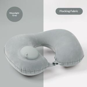 Self-Filled Inflatable Neck Pillow Soft Flocking Portable Storage 1PC for Travel Camping Office Rest