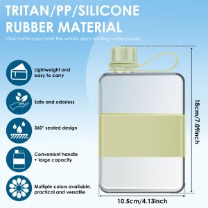 500ML Water Bottle Flat Slim Drinking Bottle Portable Traveling Handheld Water Mug for Outdoor Camping Climb Sports Water Bottle