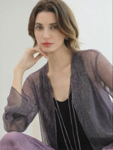 COCOBELLA | Shimmer Knit Open Cardigan Sleeve Flare Hollow Out