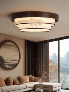 DGY | Zeny Japanese-Style Bamboo Print Cloth Ceiling Light