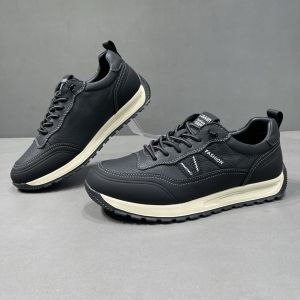 Fashionable Casual Sport Shoes for Men Premium Cowhide Leather Upgraded Fall 2025 Style Classic Plain Toe Thickened Sole