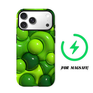 Glossy Green Bubble Phone Case for iPhone 18 17 16 15 14 13 12 11 Air Pro Max Plus Double-layer Cover
