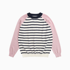 Cunyi Pure One Good Product Kids Knitted Sweater Spring Autumn New Stripe Color Block Sleeve Lightweight Warm Line Shirt