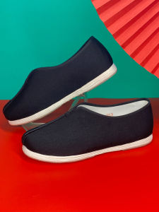 Beijing Style Mens Casual Cloth Shoes Thousand Layer Sole Breathable Slip-On round Toe Flat Heel Retro Look Spring Autumn Wear