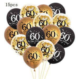 15pcs Black Gold 30 40 50 60 Happy Birthday Balloons Woman Birthday Party Decoration 40 50 60th Birthday Party Decoration