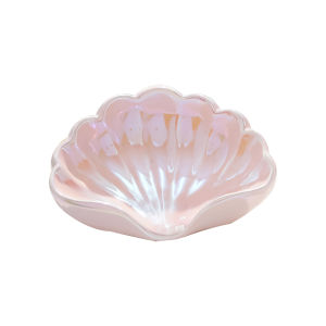 Luxury Ceramic Shell Soap Dish Bathroom Decor Automatic Draining No Drilling Required High End Bath Accessories Cute Style