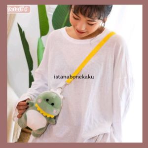 TAS DINOSAURUS Boneka SELEMPANG Kartun BAHAN PLUSH Yelvo Halus Bag TAS DINO Imut Gemoy Banget