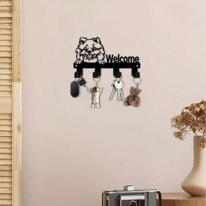 CIFBUY Metal Key Holder Wall Mount Dog Shape Iron Key Rack for Hanging Hats Coats Cute Home Decor 5.9 Inch