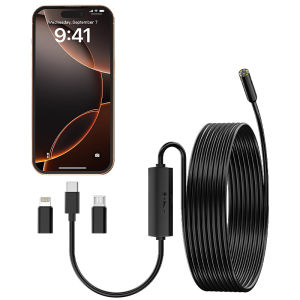 3 in 1 Phone Connect Endoscope for iPhone/Type-C/Android Borescope Camera 5.5mm 8mm 1080P HD IP67 Inspection Camera for Piping