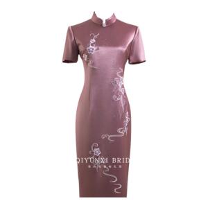 Elegant Mid-Length Qipao Dress for Wedding Celebration High-End Heavy Embroidery New Style for Middle-Aged Mothers