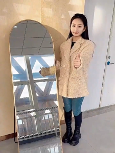 XUXU Mirror Vertical Arch Whole Body Mirror Full-Length Mirror Wall/Floor Mount Dual Use Metal Frame Explosion-proof