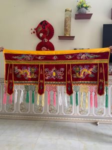 Freship Y MÔN NGHI MÔN treo gia tiên treo đền điện thờ bằng vải nhung mận rất đẹp giá tại xưởng