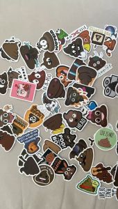 60PCS No Duplicates Cartoon Spoof Poop Emoji Stickers: A Fun Way to Decorate Your Suitcase and Laptop