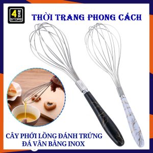 Cây Đánh Trứng - Phới Đánh Trứng Trộn Bột  Khuấy Cafe Tạo Bọt Tay Cầm Đá Vân Cao Cấp - Dụng Cụ Đánh Trứng  Đánh Bông Kem Làm Bánh Bằng Thép Không Gỉ  Dụng Cụ Nhà Bếp