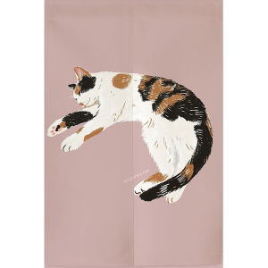 Cute Cat Half Curtain Fabric Door Curtain Partition Bathroom Kitchen Privacy Screen No Drilling Required Home Decor