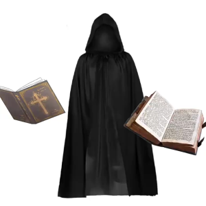 1Pcs Halloween Black Hooded Cloak Adult Child Role-playing Hooded Cape Death Vampire Witch Hooded Cloak