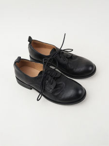 Classic British Style Knot Brown Leather Womens Low Heel round Toe Deep Mouth Single Shoes Fashionable Casual Loafers