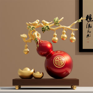 Luxurious Gourd Ornament Wealth Attracting Moving Gift Living Room Office Bar Decorations Lucky Home Decoration Resin Craft