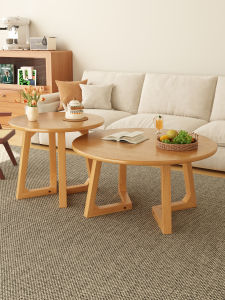 Rounded Wooden Tea Table for Living Room And Balcony Cream Style Small Household New 2025 High End New Model Tea Desk