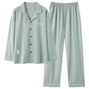 miiow | Mens Sleepwear Cardigan Long Sleeve Long Pants Home Clothes Set Spring Autumn New Style Simple Outdoor Wearable Polyester Blend