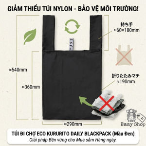 COMBO 3 Túi Vải Đi Chợ ECO Motteru Kururito 10L Gấp Gọn Thông Minh Nhật Bản - Túi Đựng Hộp Cơm Túi Đi Chợ Thời Trang