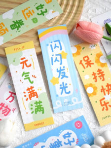 Adorable Simple  Motivational Blessing Word Bookmarks Paper Blank Handwritten Wish Cards Teacher Reward Student Reading Page Clips Tassel Edge