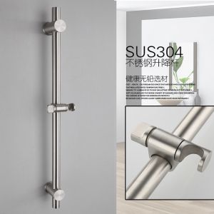 Stainless Steel Shower Head Holder Adjustable Bathroom Spray Gun Stand No Drilling Required Shower Spray Pole Fixed Base