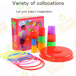 Kids Throw Plastic Circle Ferrule Stacked Layers Toy Outdoor Fun Hoop Ring Toss Game Parent-child Interaction Sport Toys