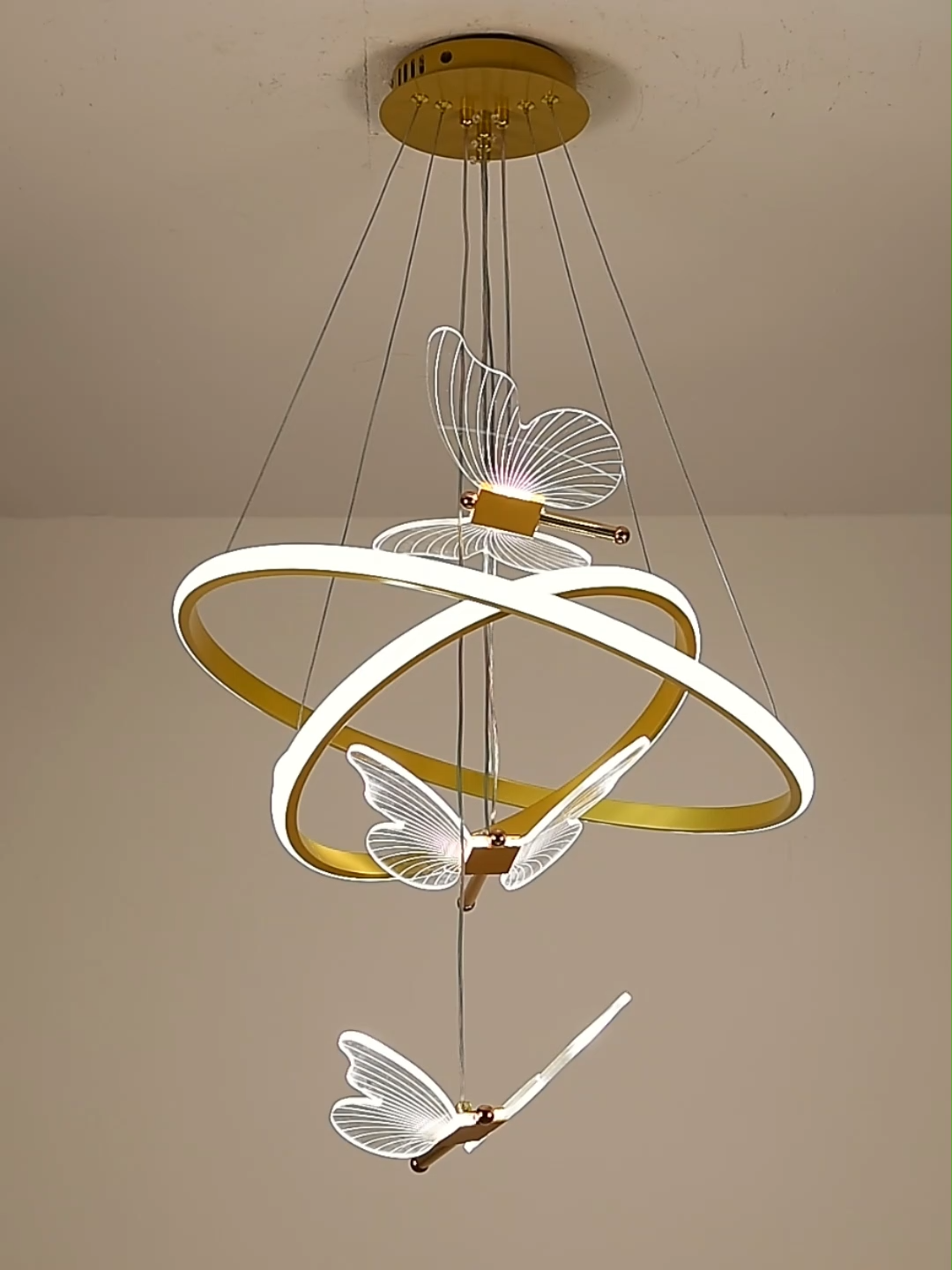 New Creative Butterfly Living Room Light Modern Home Bedroom Chandelier Gold Restaurant Pendant Lamp