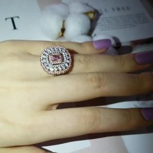 Màu Hồng Nhiều Màu Công Chúa Cắt Đính Đá Zircon Nhẫn Đính Hôn Cho Nữ Đồng Mạ Bạc Nữ Nhẫn Cổ Điển Cocktail Phong Cách Quà Tặng