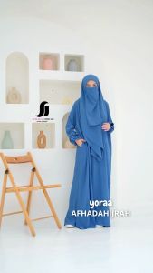Afhadahijrah - Gamis wanita set hijab cadar yoraa denim baju dan jilbab instan syari free niqab