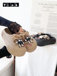 Yink Sandal Baim Wanita Tinggi 5cm Jibbitz Terbaru Korea Casaul Premium Sepatu Sendal Wedges Wanita Kodok Cewek Perempuan Empuk EVA