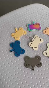10Pcs Paw Stainless Steel Bone Keychain For DIY Blank Tag ID Dogs Custom Logo Pet Dog Tag Collar Accessories Key Charm