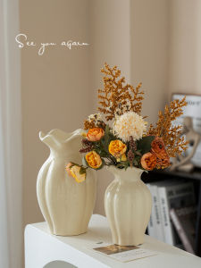 Modern Minimalist White Ceramic Flower Vase for Living Room Dining Table Decorative Piece Simple Elegance Fresh Flower Holder