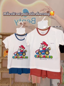 Bộ cộc tay cài vai phối viền BENTY in hình Supermario BT111  đồ bộ chính hãng cho bé trai bé gái