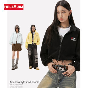 HELLOJIM Short Jacket for women 2024 new korean style Soft fabric embroidery logo jacket L3823-9