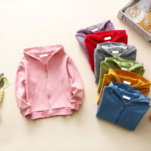 Baby Boys Girls Cotton Hooded Zipper Sweater Casual Open Cardigan Sport Top for Kids Spring Autumn Season Regular Thickness