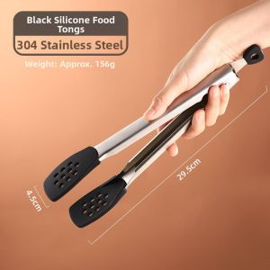 Heat Resistant Stainless Steel BBQ Kitchen Food Tongs