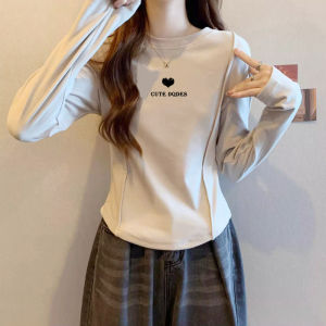 Double-Sided Velvet Long Sleeve T-Shirt Womens Small Size Short Style Early Autumn Winter New Warm Base Shirt Top